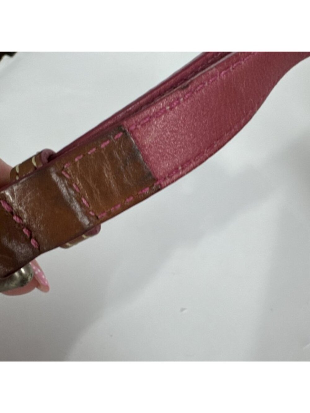 Dooney & Bourke Leather Brown Pink Heart Buckle Mini Shoulder Crossbody Bag Y2K - Picture 8 of 16